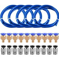 SIQUK 5 Piezas Tubo de teflón de PTFE(1 metros) con 10 Piezas PC4-M6 Fittings y 10 Piezas PC4-M10 Fittings para…